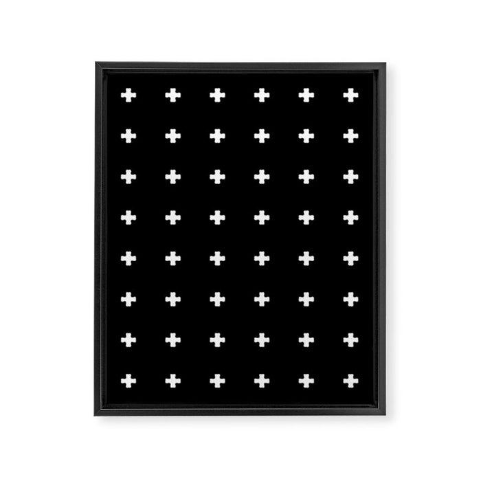 Swiss Cross Black Small Framed Canvas Print Gallery Image 1