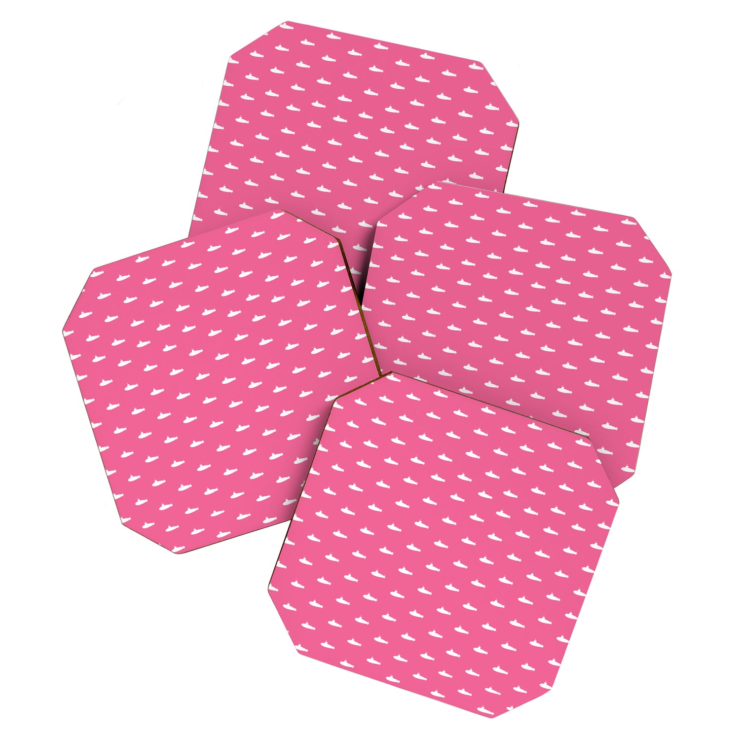 Tiny Submarines - Bright Pink Coaster Gallery Image 1