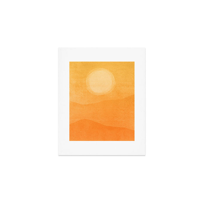 70s Style Golden Sunset Abstract Landscape Art Print Gallery Image 1