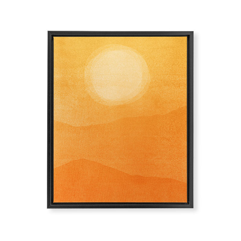 70s Style Golden Sunset Abstract Landscape Framed Canvas Print Gallery Image 6