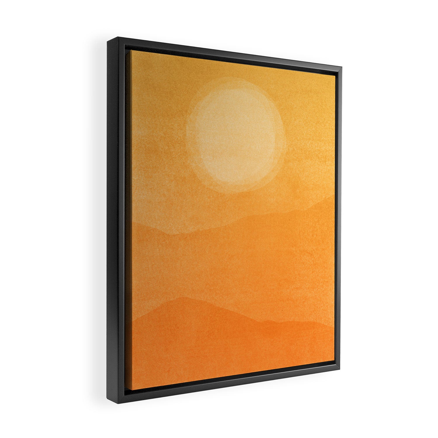 70s Style Golden Sunset Abstract Landscape Framed Canvas Print Gallery Image 2