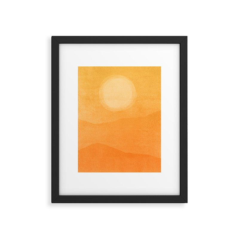 70s Style Golden Sunset Abstract Landscape Framed Art Print Gallery Image 5