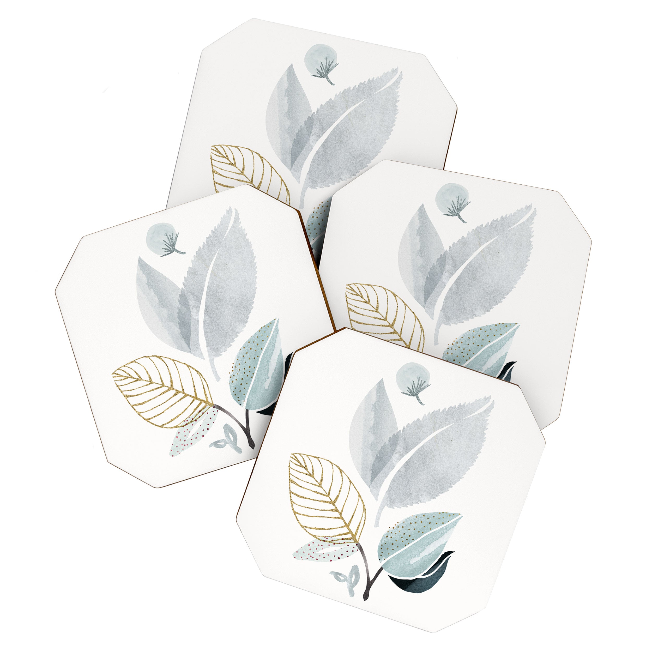 Abstract Botanical Herbs Watercolor Coaster Gallery Image 1