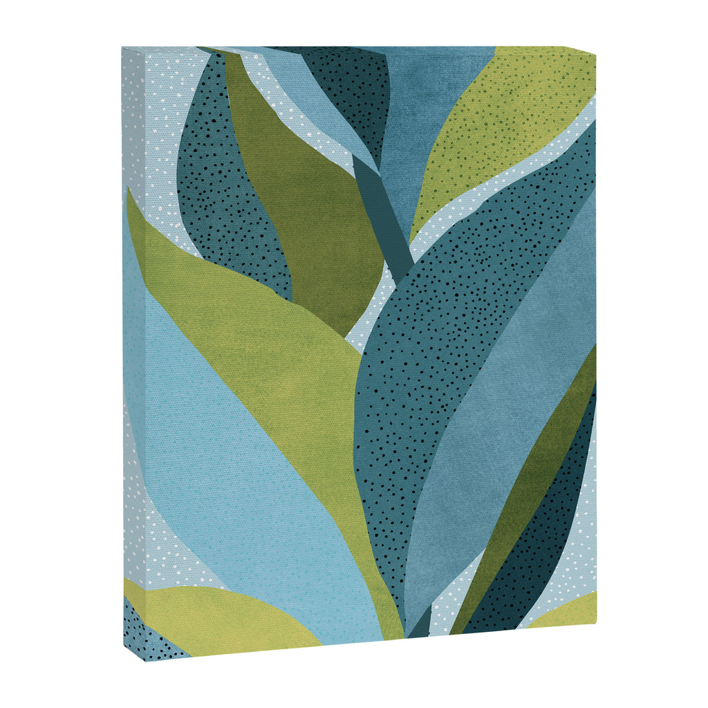Abstract Maximal Flora in French Blue and Olive Canvas Print Gallery Image 6