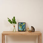 Abstract Maximal Flora in French Blue and Olive Framed Canvas Print Gallery Image 4