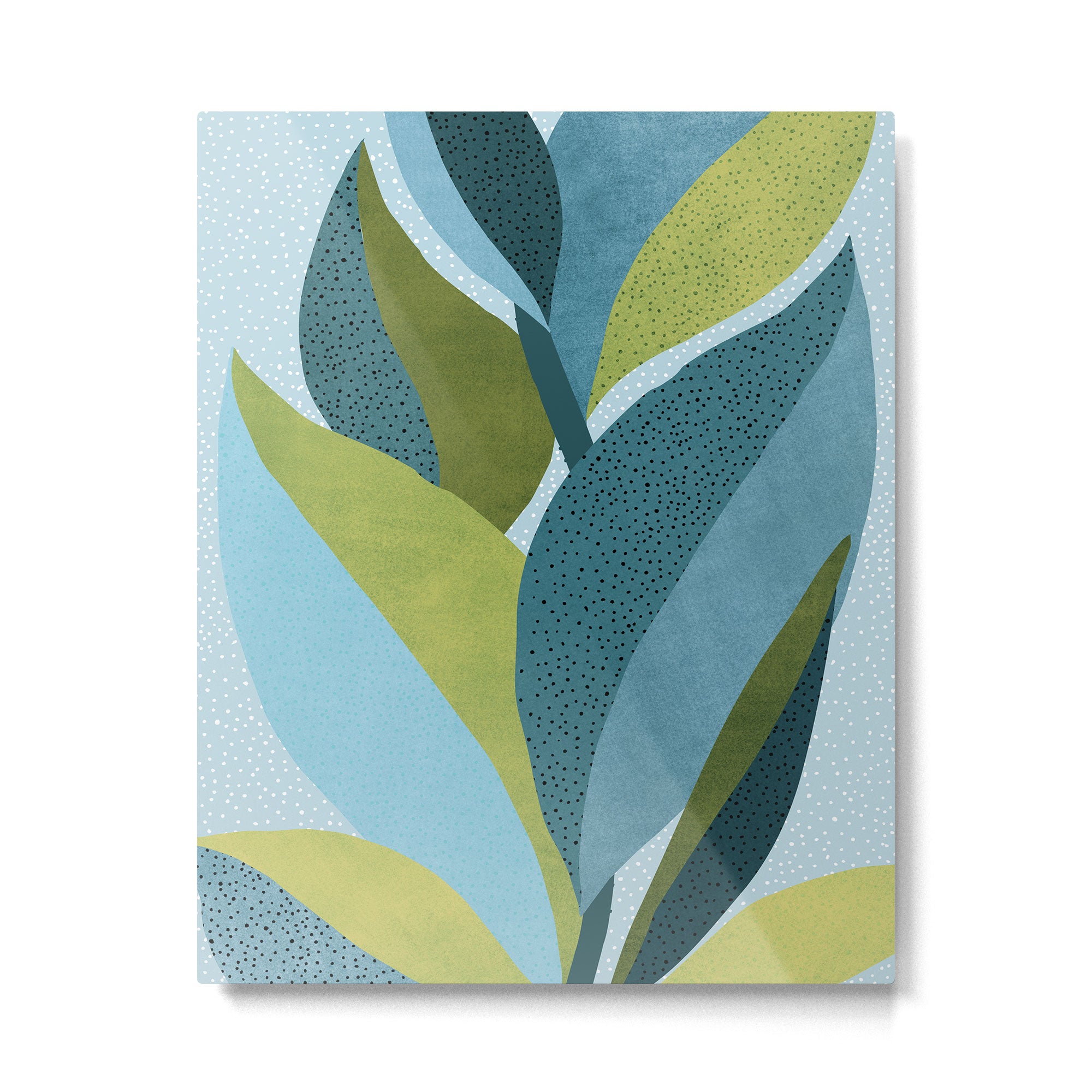 Abstract Maximal Flora in French Blue and Olive Metal Print Gallery Image 4