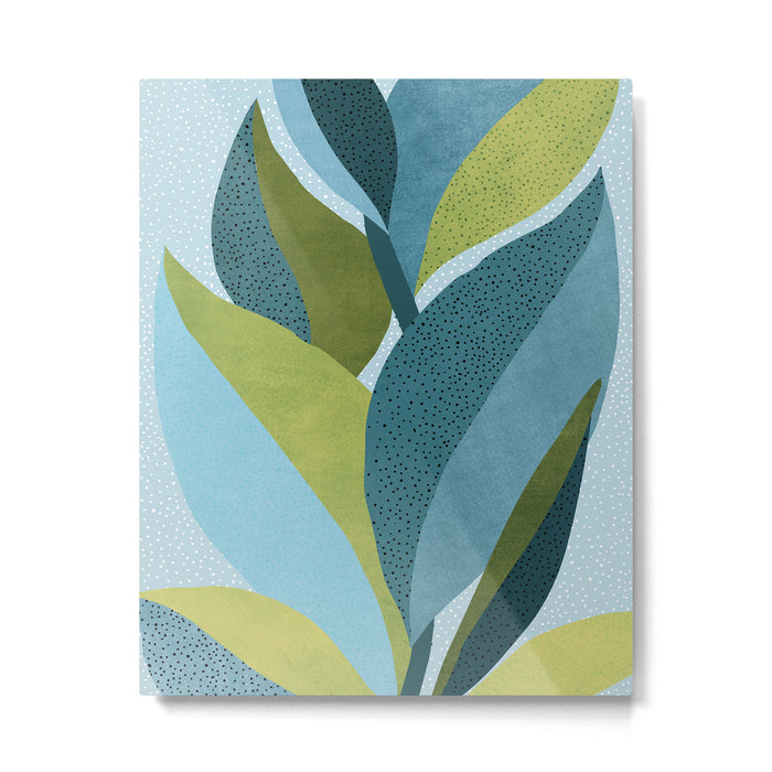 Abstract Maximal Flora in French Blue and Olive Metal Print Gallery Image 1