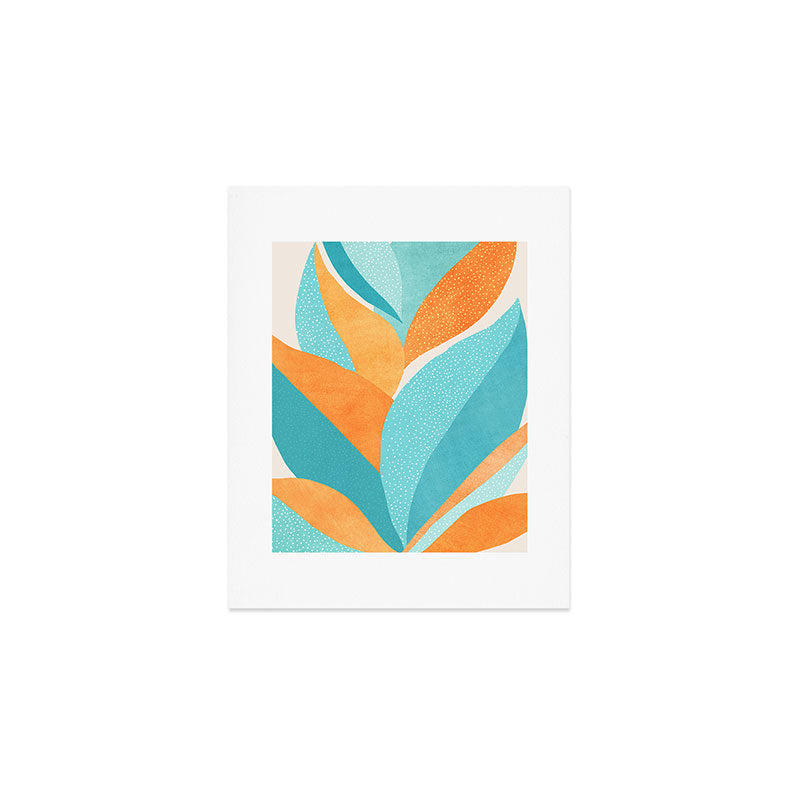 Abstract Tropics in Orange and Blue Art Print Gallery Image 1