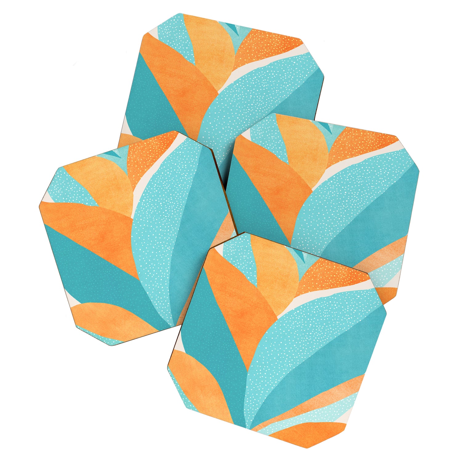 Abstract Tropics in Orange and Blue Coaster Gallery Image 1