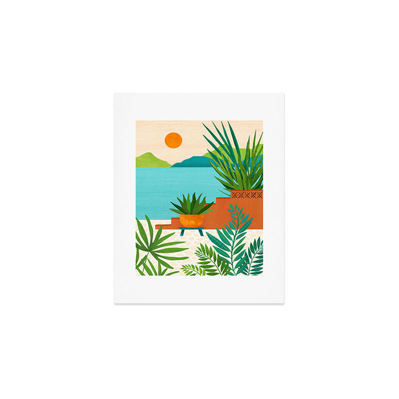 Bali Sunset View in Teal and Orange Art Print Gallery Image 1