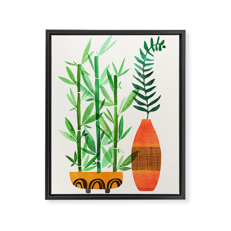 Bamboo and Fern Botanical Illustration Framed Canvas Print Gallery Image 6