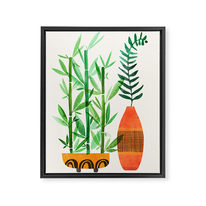 Bamboo and Fern Botanical Illustration Framed Canvas Print Gallery Image 1