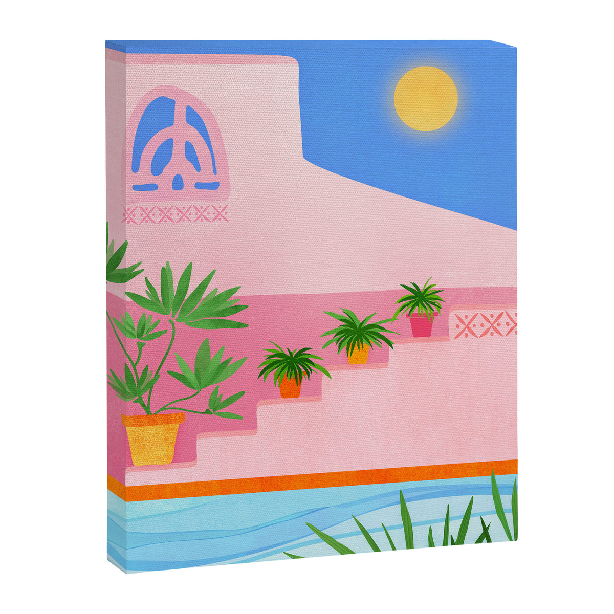 Belize Poolside Colorful Landscape Illustration Canvas Print Gallery Image 6