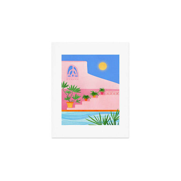 Belize Poolside Colorful Landscape Illustration Art Print Gallery Image 1