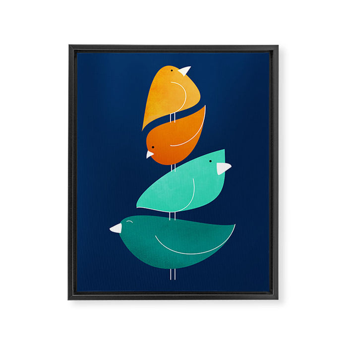Bird Stack III Illustration Framed Canvas Print Gallery Image 1