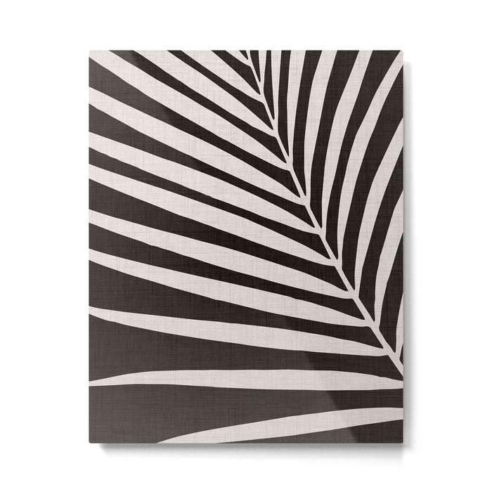 Black and White Palm Frond Metal Print Gallery Image 1