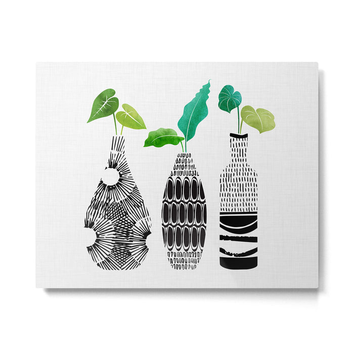Black and White Plant Trio Metal Print Gallery Image 1