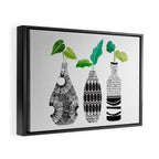 Plants in Black and White Vases Framed Canvas Print Gallery Image 2