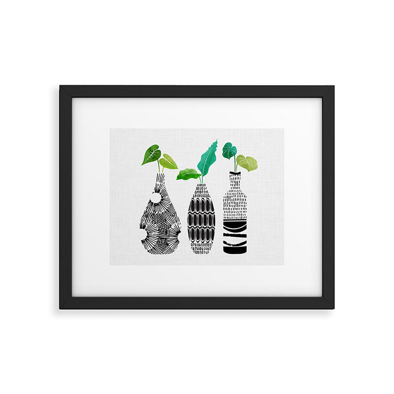Plants in Black and White Vases Framed Art Print Gallery Image 6