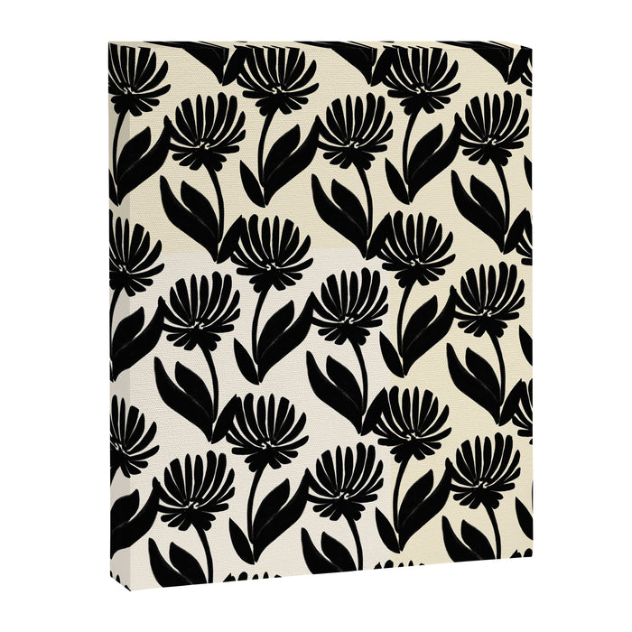Black Botanical Floral Silhouette  Canvas Print Gallery Image 1