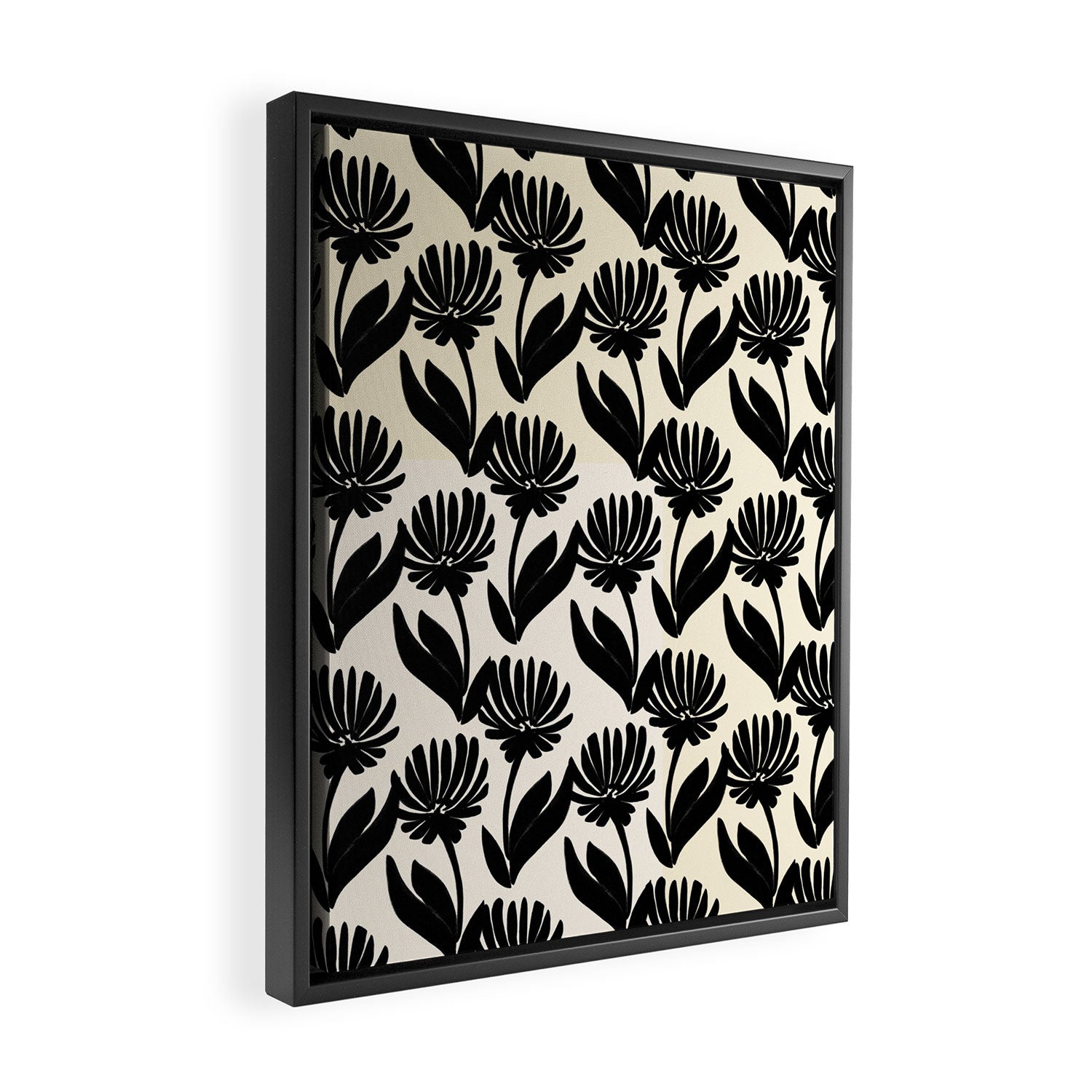 Black Botanical Floral Silhouette  Framed Canvas Print Gallery Image 2