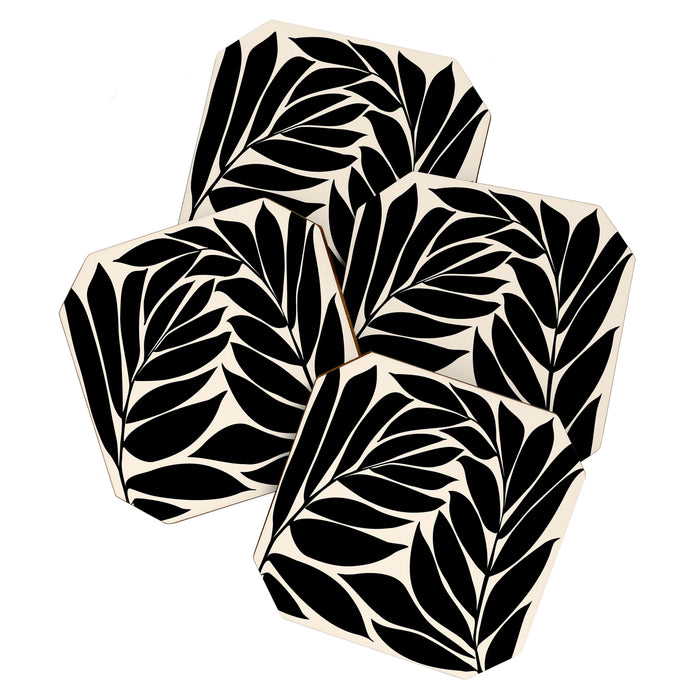 Black Seagrass Shapes Drawing Coaster Gallery Image 1