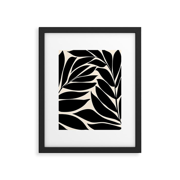 Black Seagrass Shapes Drawing Framed Art Print Gallery Image 1