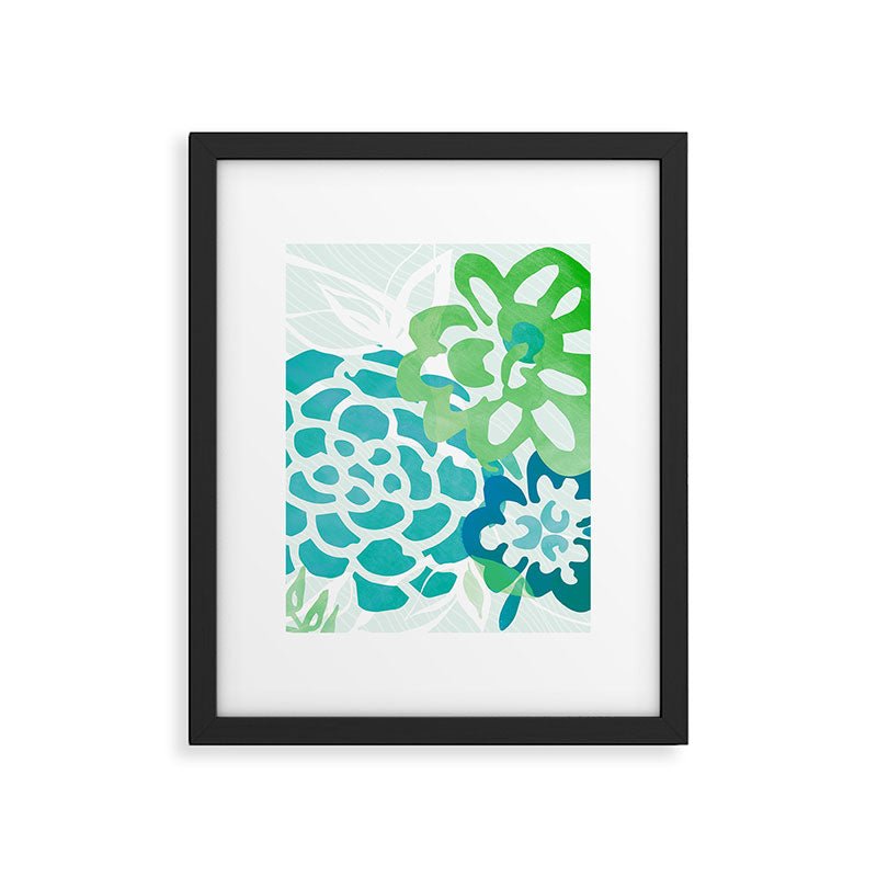 Blue and Green Coastal Floral Watercolor Framed Art Print Gallery Image 6