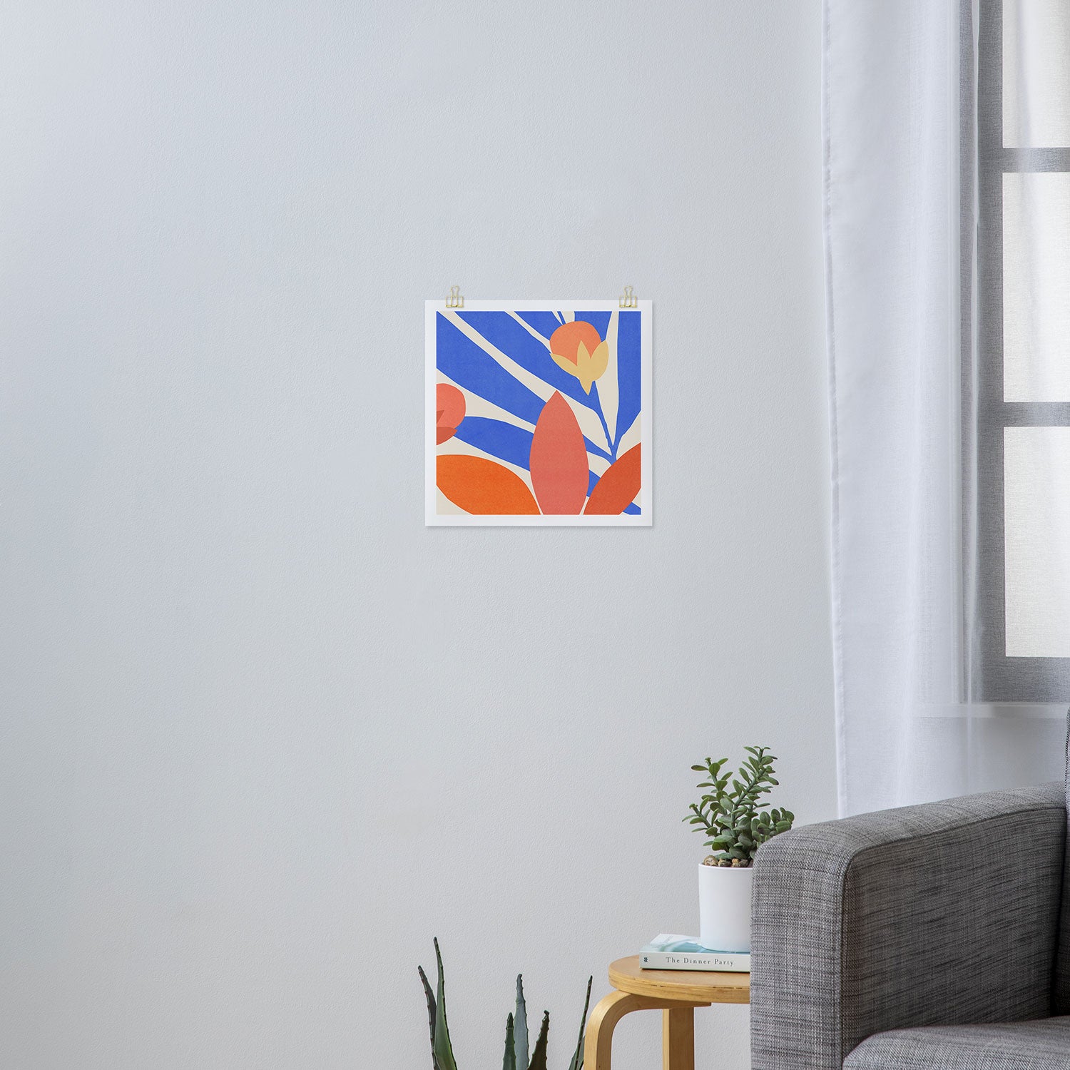 Blue and Red Tropical Abstract Art Print Gallery Image 3