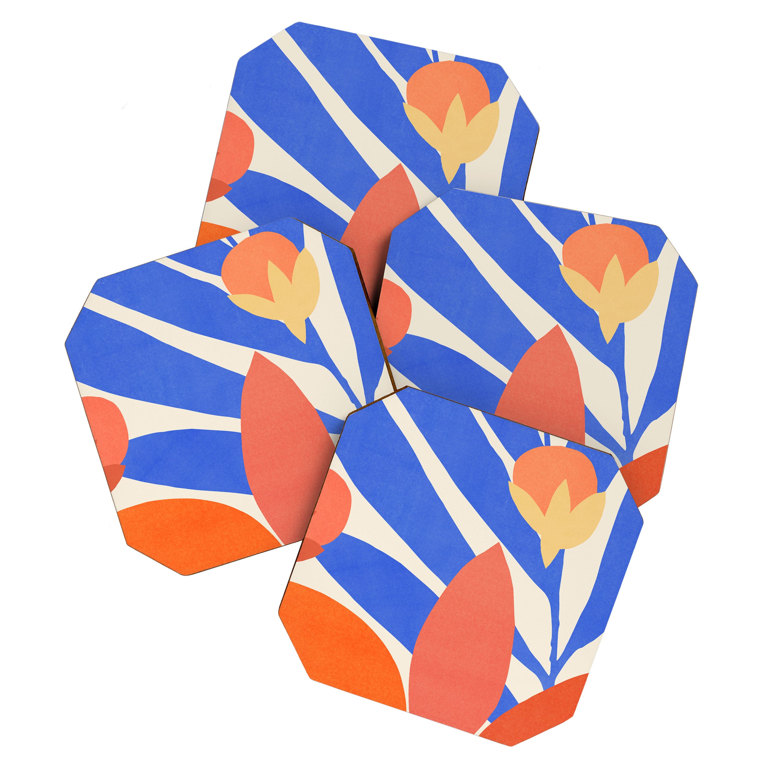Blue and Red Tropical Abstract Coaster Gallery Image 1