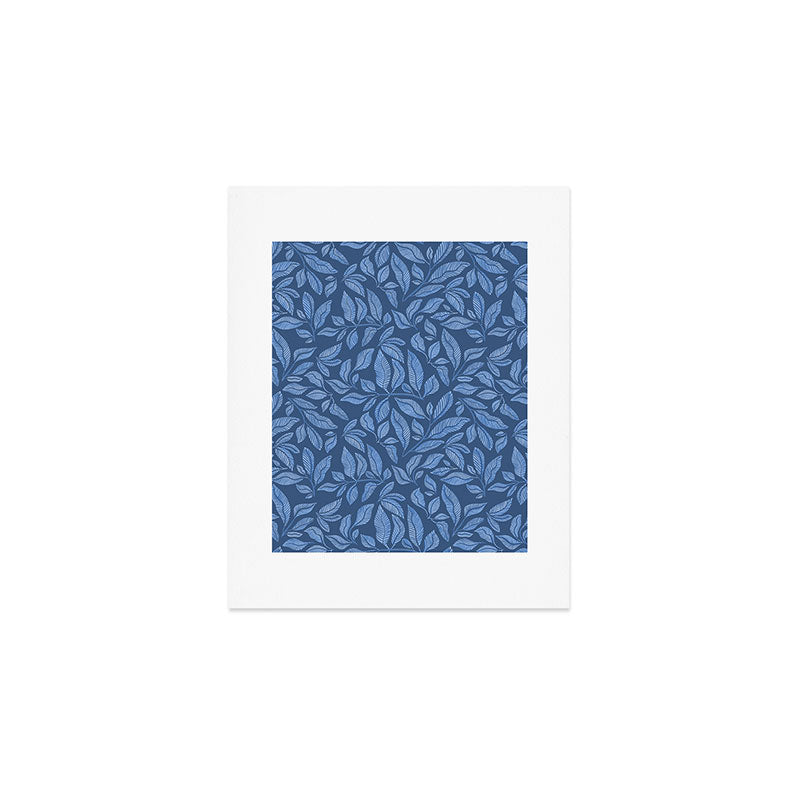 Blue Bali Vines - tropical leaf repeat pattern Art Print Gallery Image 1