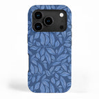 Blue Bali Vines - tropical leaf repeat pattern iPhone Case Gallery Image 1