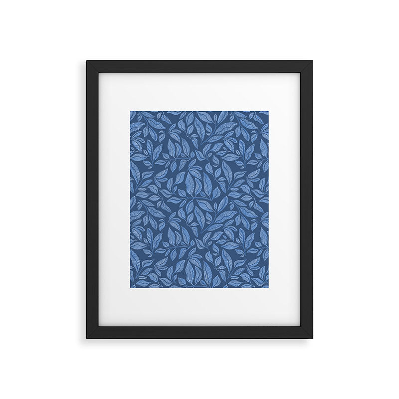 Blue Bali Vines - tropical leaf repeat pattern Framed Art Print Gallery Image 6