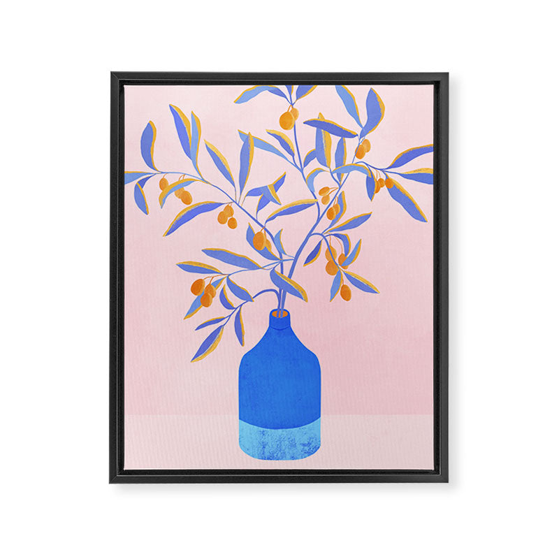 Blue Branches Botanical Illustration  Framed Canvas Print Gallery Image 6