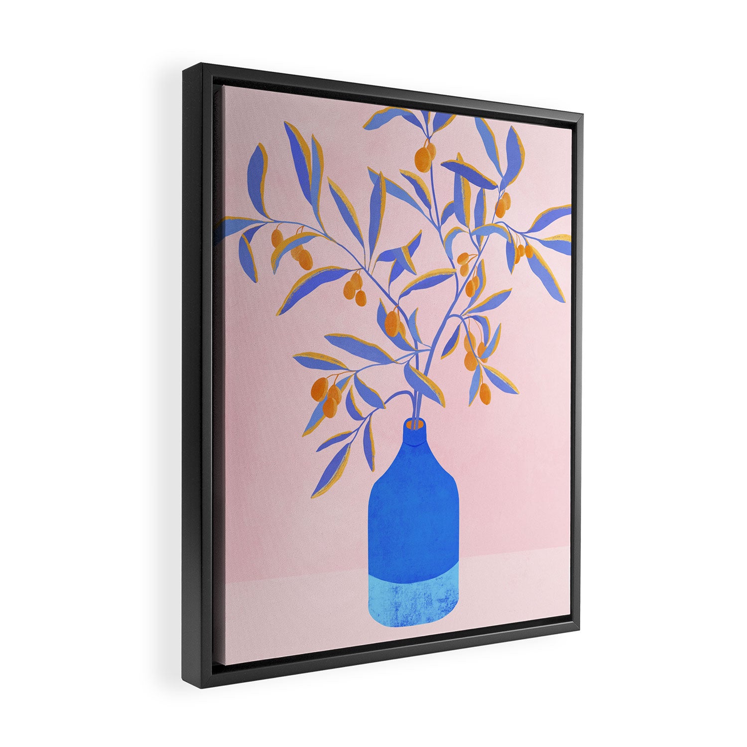 Blue Branches Botanical Illustration  Framed Canvas Print Gallery Image 2
