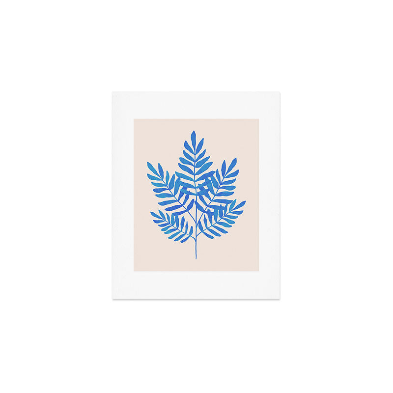 Blue Fern Leaf Art Print Gallery Image 1