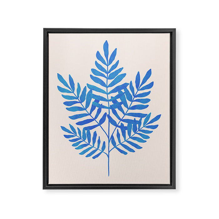 Blue Fern Leaf Framed Canvas Print Gallery Image 1