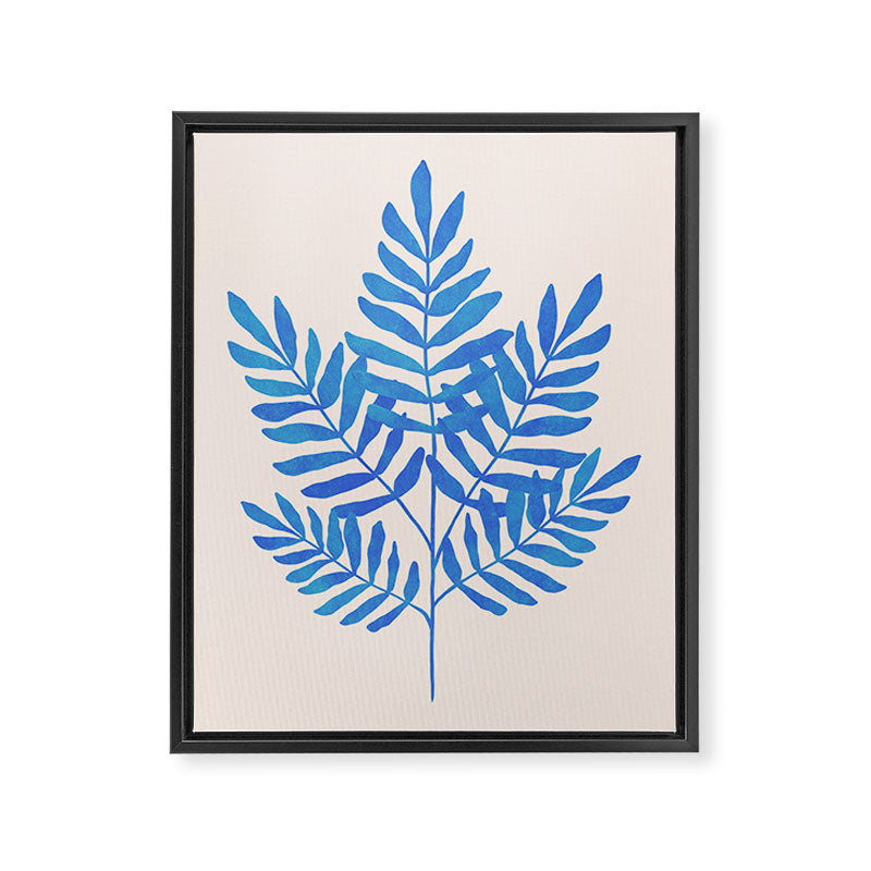 Blue Fern Leaf Framed Canvas Print Gallery Image 6
