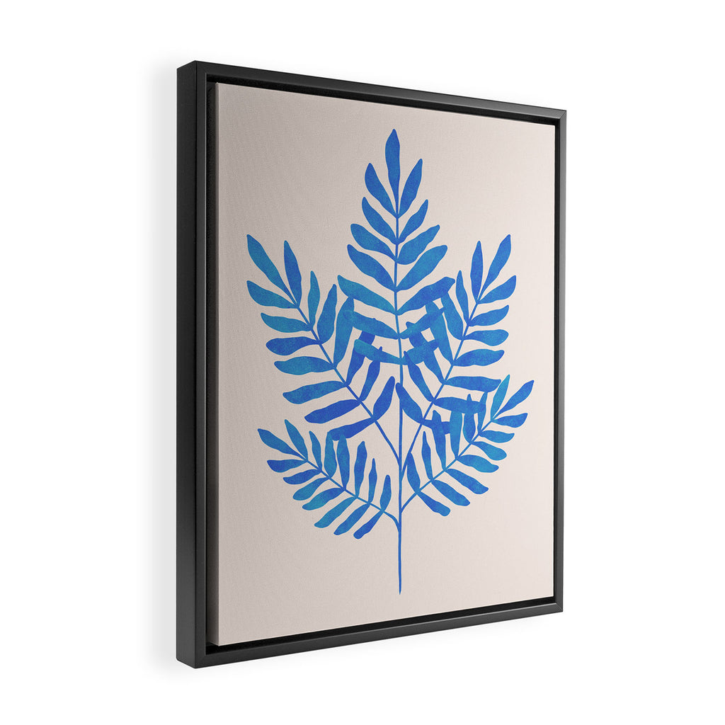 Blue Fern Leaf Framed Canvas Print Gallery Image 2