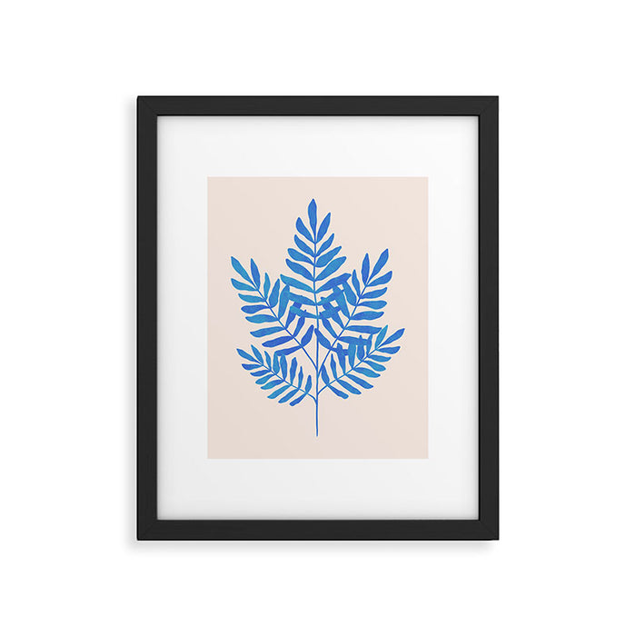 Blue Fern Leaf Framed Art Print Gallery Image 1