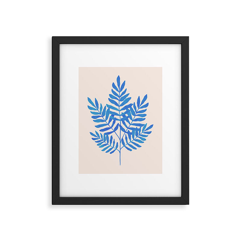 Blue Fern Leaf Framed Art Print Gallery Image 5