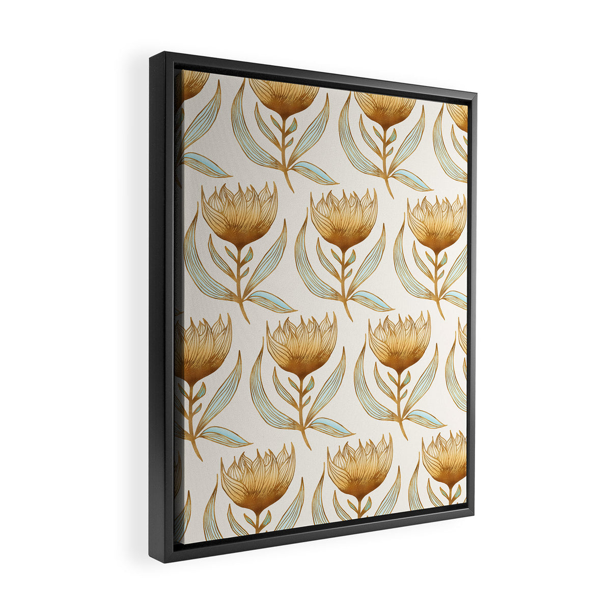 Bohemian Sunflower Pattern Framed Canvas Print Gallery Image 2