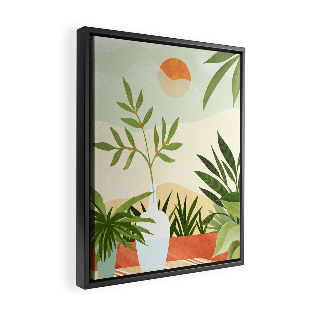 Bohemian Terrace Landscape Framed Canvas Print Gallery Image 2