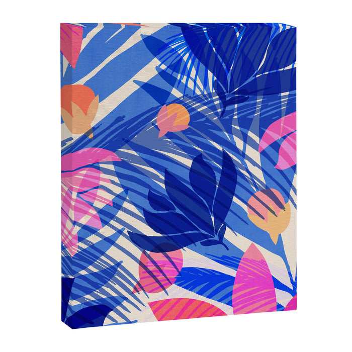 Breezy Tropics Blue Floral Design Canvas Print Gallery Image 1