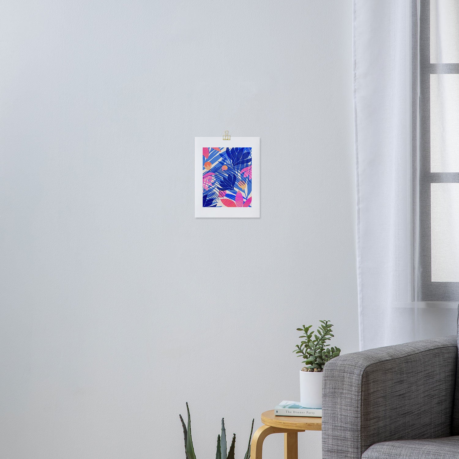 Breezy Tropics Blue Floral Design Art Print Gallery Image 3