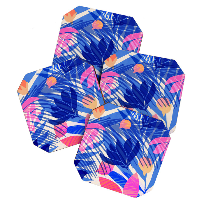 Breezy Tropics Blue Floral Design Coaster Gallery Image 1