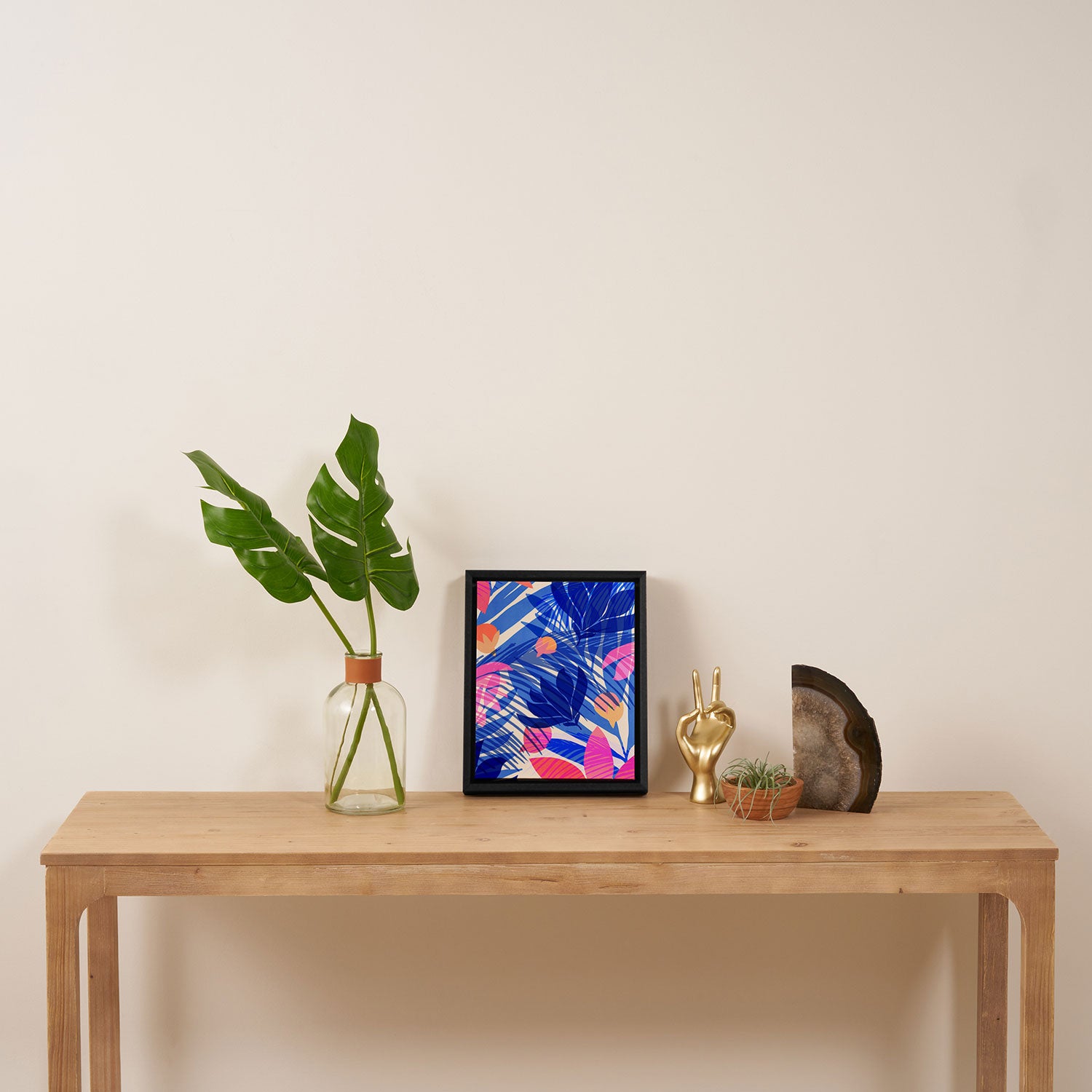 Breezy Tropics Blue Floral Design Framed Canvas Print Gallery Image 4