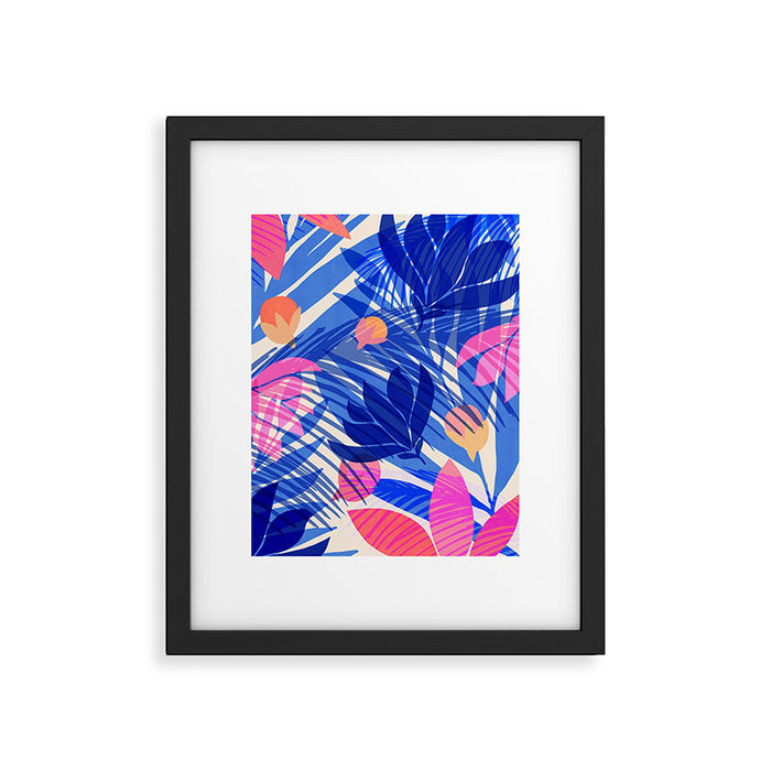 Breezy Tropics Blue Floral Design Framed Art Print Gallery Image 1