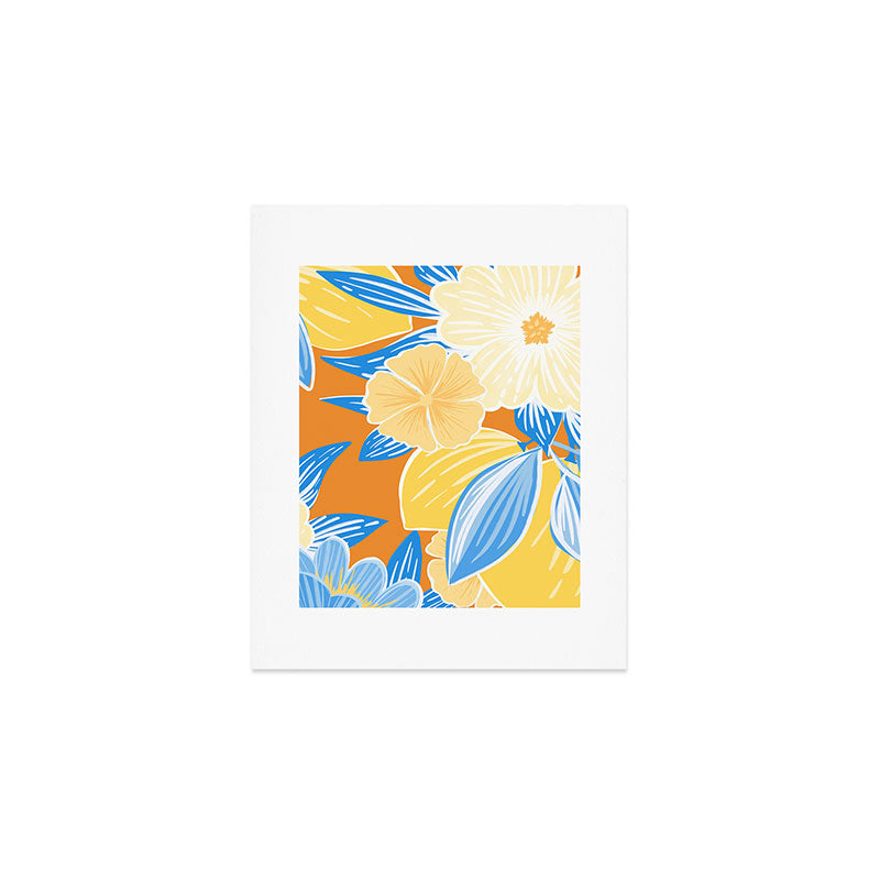 Bright Lemon Floral - Botanical Painting Art Print Gallery Image 1