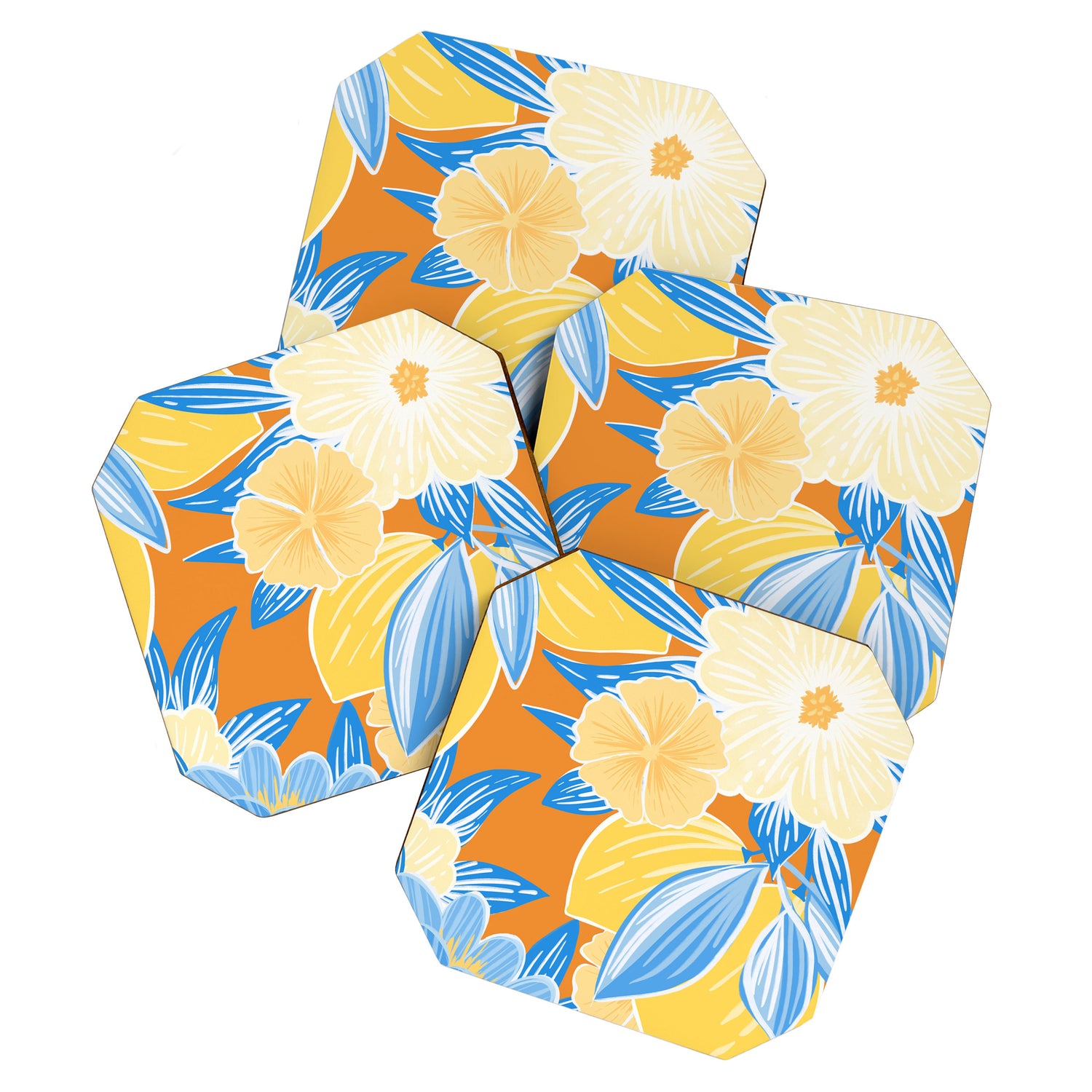 Bright Lemon Floral - Botanical Painting Coaster Gallery Image 1